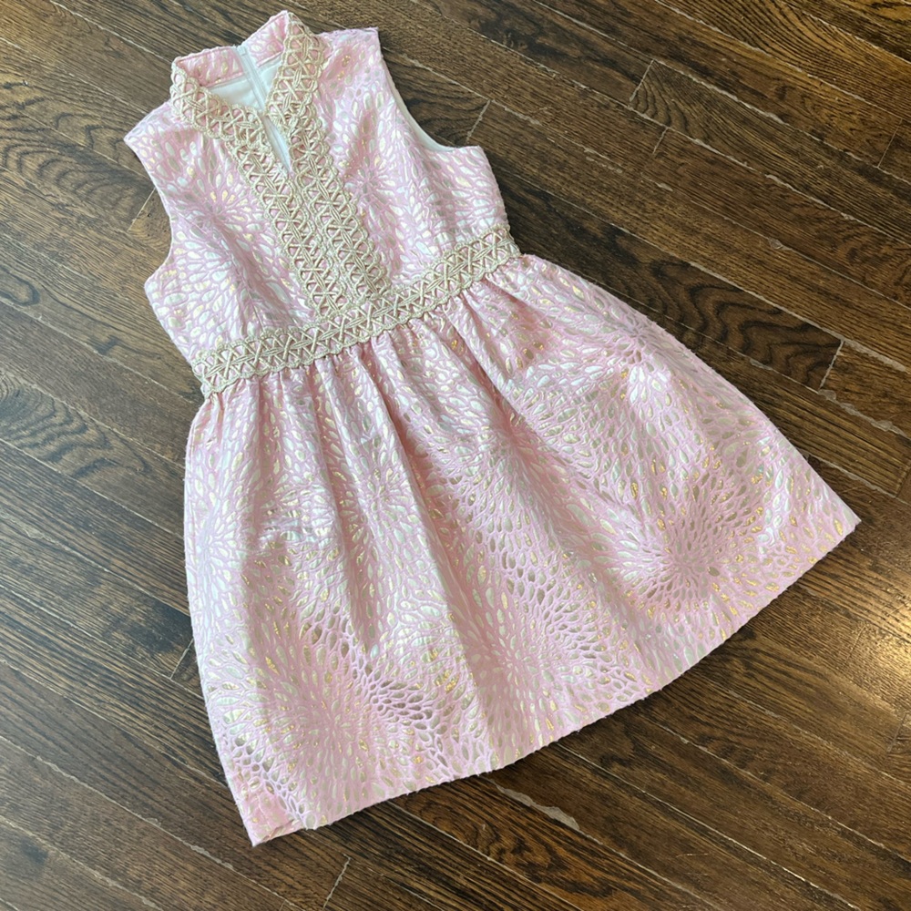 Lilly Pulitzer Pink and Gold Sleeveless Party Dress